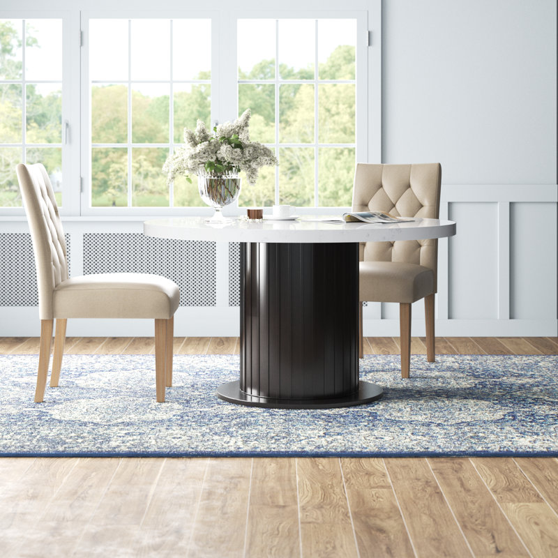 Lark Manor Allson Round Faux Marble Top Dining Table | Wayfair